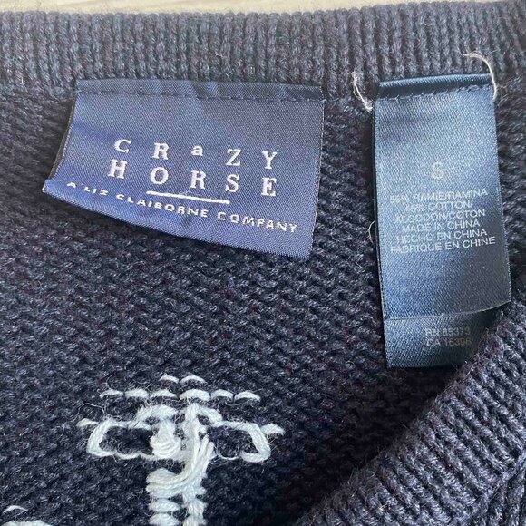 Vtg Crazy Horse Liz Clairborne Sailboat Nautical Cardigan Size S Grandmacore - Picture 3 of 7